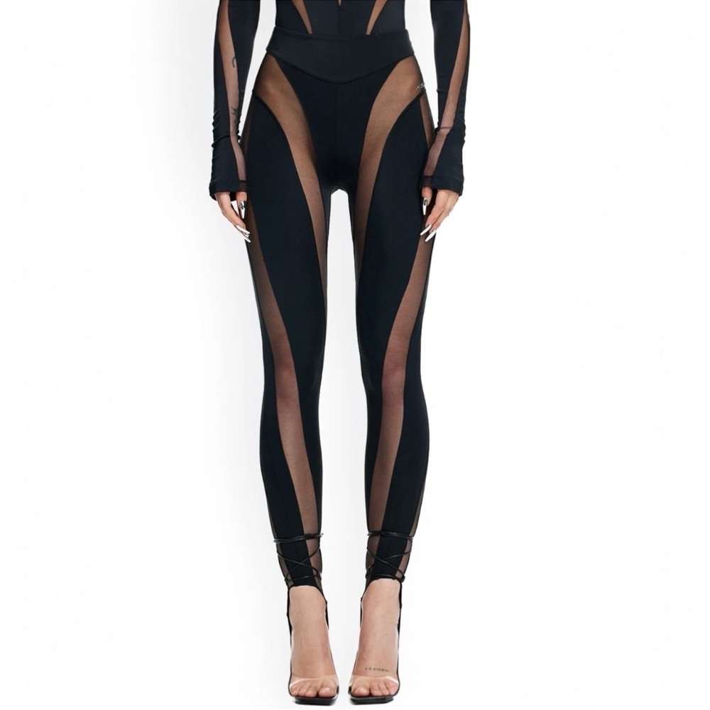 Mugler&HM Black Mesh Insert Leggings
